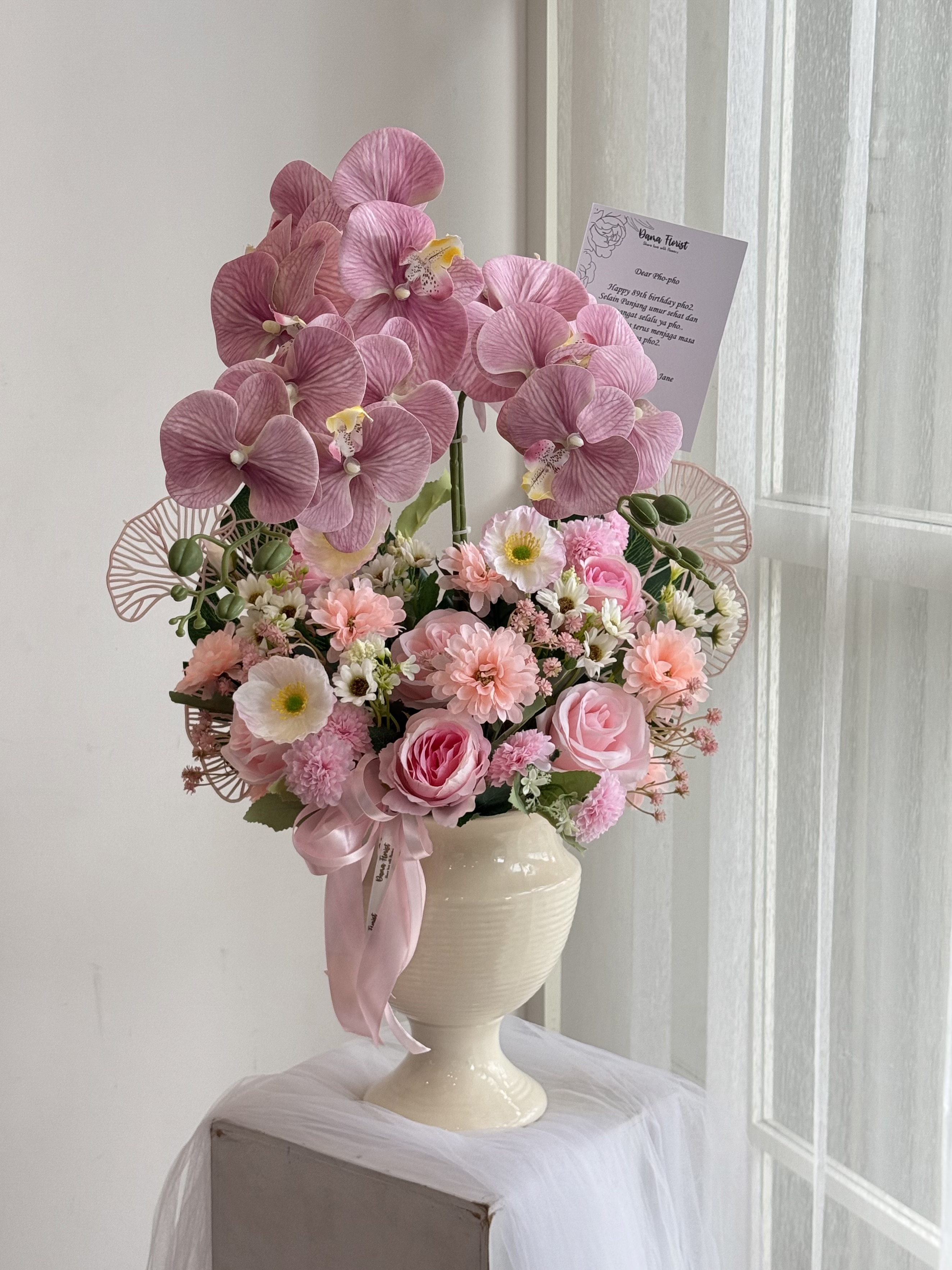 Vas Anggrek Double Lily Artificial foto 2
